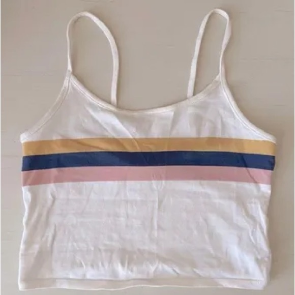 American Eagle white cropped colorful stripped tank, size M. - Picture 1 of 3